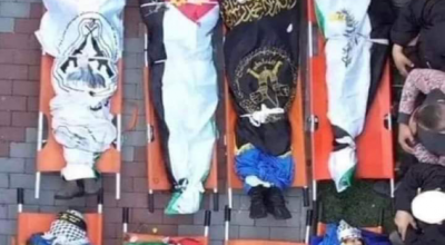 الصورة تعود لشهداء مدينة جنين قبل حوالي شهر وليس لشهداء نابلس.