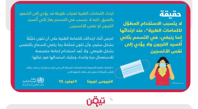 الكمامة لا تسبب التسمم أو نقص الأكسجين