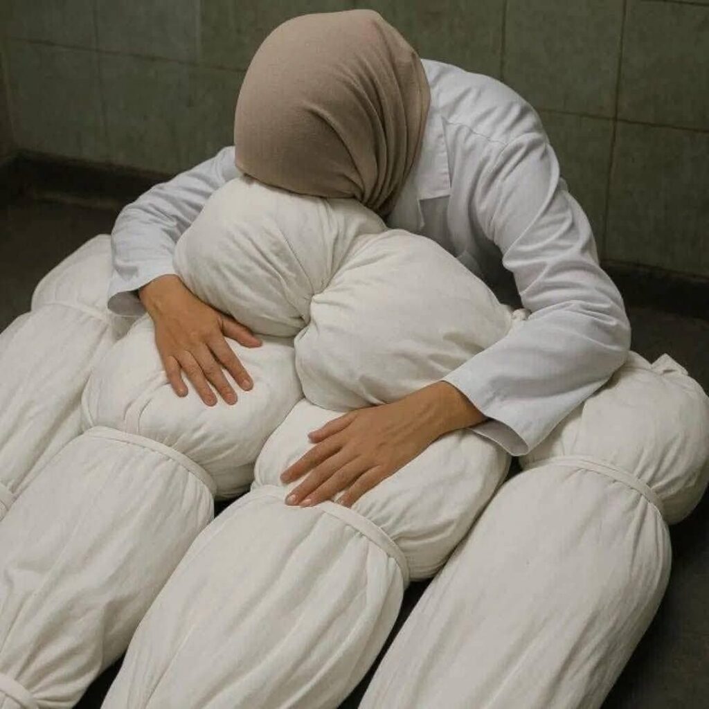 الصور المتداولة للطبيبة آلاء النجار وهي تستقبل جثامين أبنائها الشهداء غير صحيحة