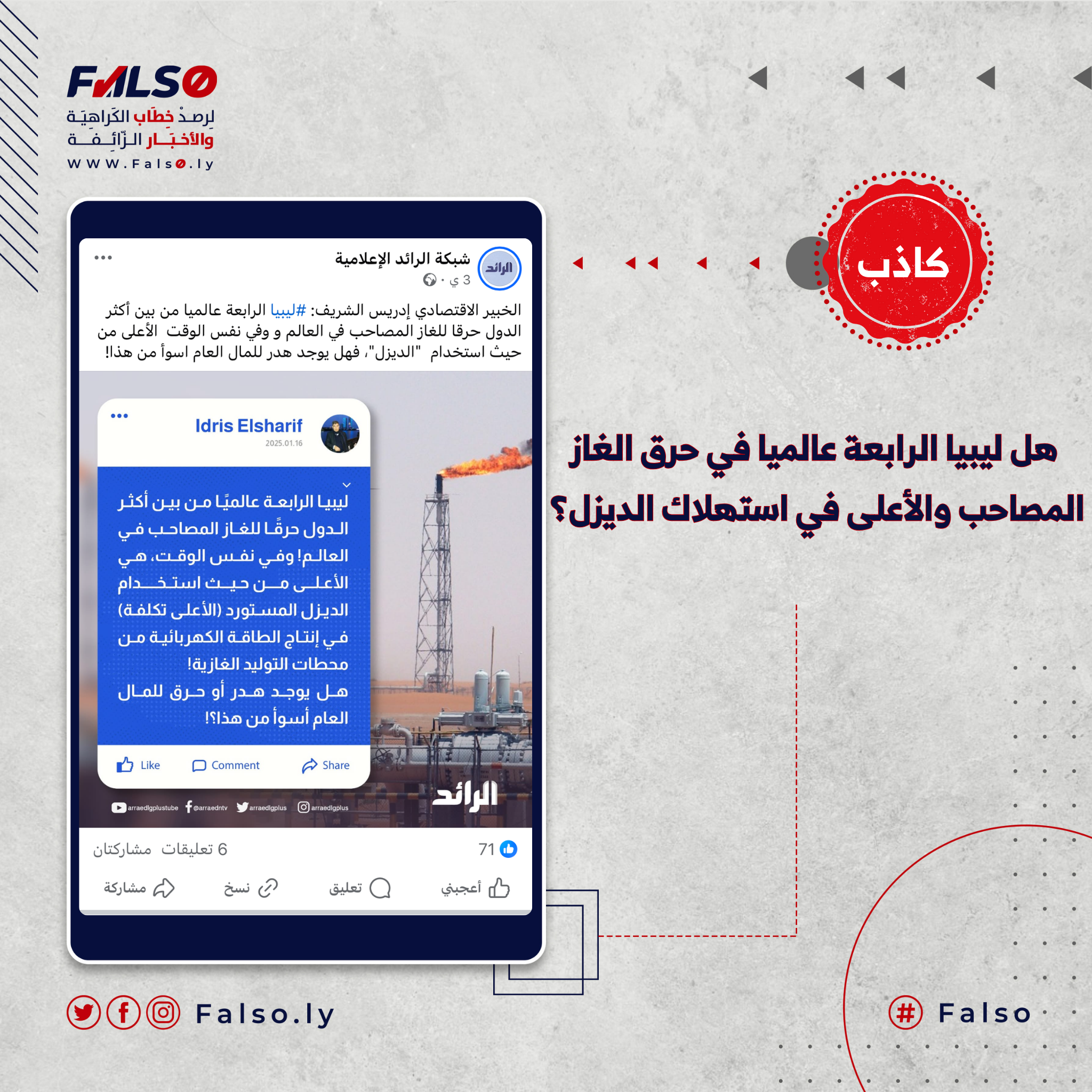 هل ليبيا الرابعة عالميًّا في حرق الغاز المصاحب والأعلى في استهلاك الديزل؟
