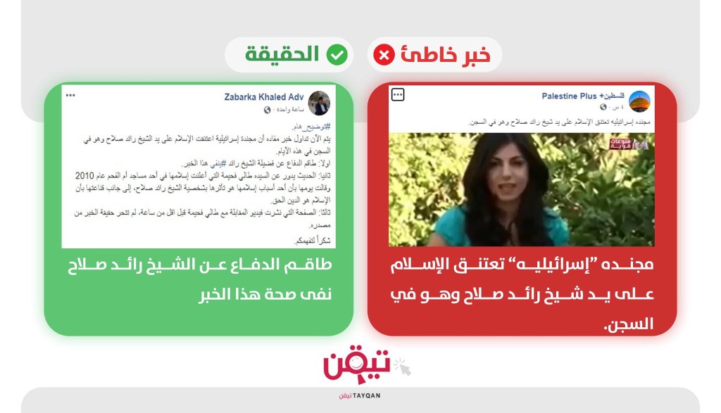 حقيقة اعتناق مجندة إسرائيلية الإسلام على يد الشيخ رائد صلاح